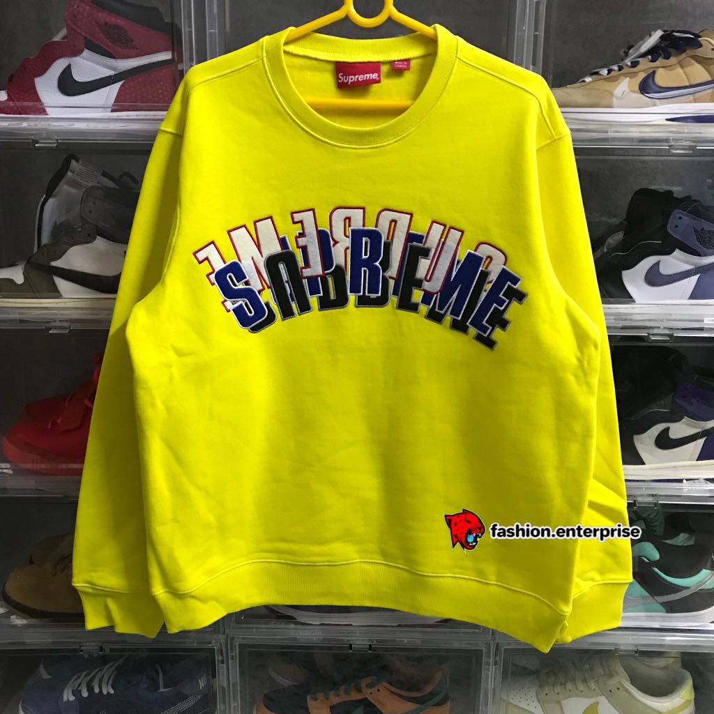 Supreme SS21 Stacked Crewneck Light Lemon Men s Fashion Tops Sets Tshirts Polo Shirts on Carousell