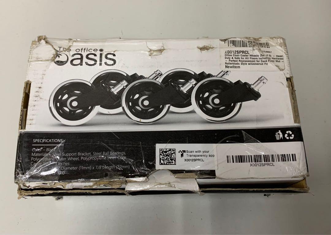 The Office Oasis Original Rollerblade Chair Wheels, Set of 5, Universal Fit, Furniture & Home
