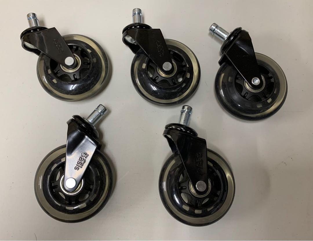 The Office Oasis Original Rollerblade Chair Wheels, Set of 5, Universal Fit, Furniture & Home