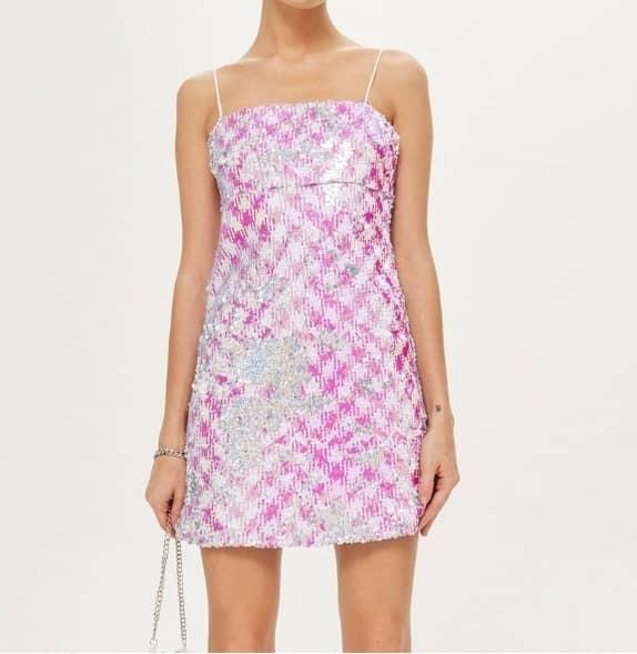 TopShop Pink Silver Sequin Party Dress