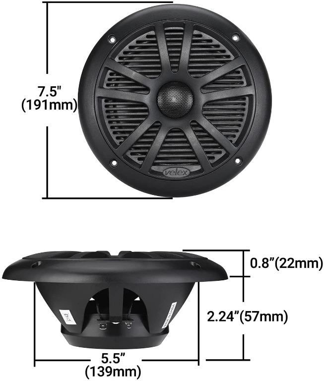 Velex Marine Sound System VX163S Marine Stereo Speaker Package