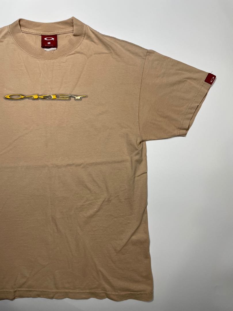 Vintage Oakley Shirt Center Logo nude brown khaki, Men's Fashion