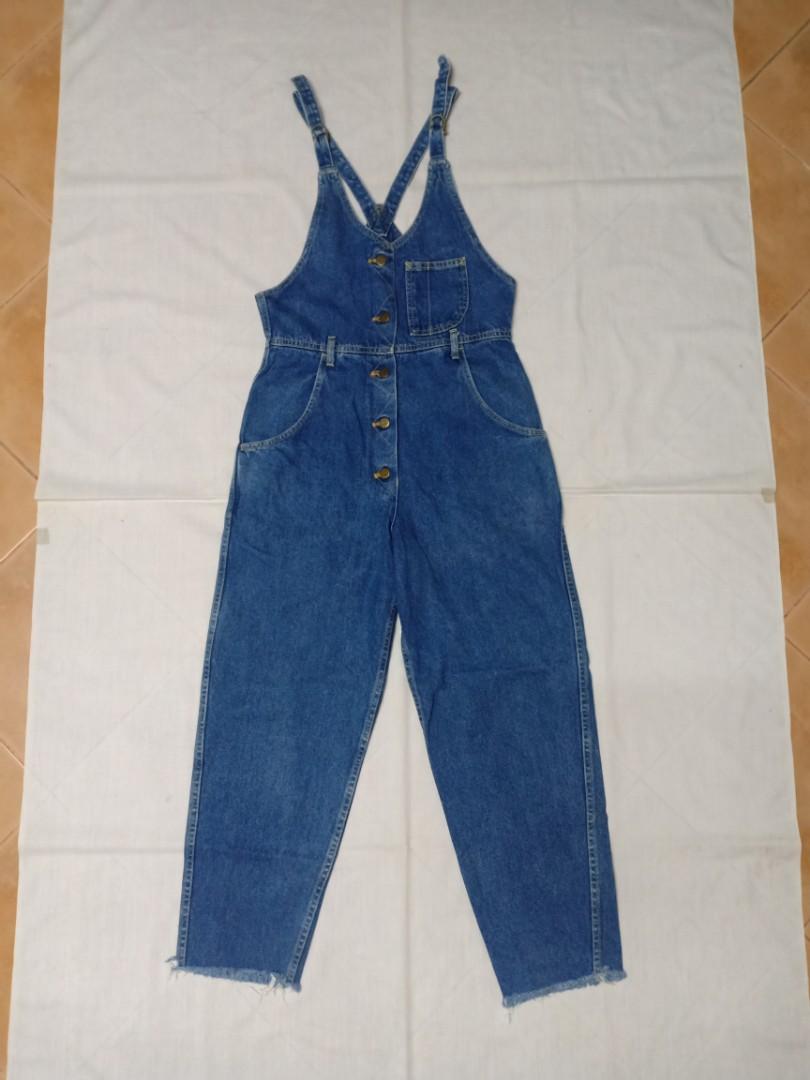 Vtg 80s Women Lee Overall Jeans. Front Button. Size 30. Made in USA,  Women's Fashion, Dresses \u0026 Sets, Jumpsuits on Carousell