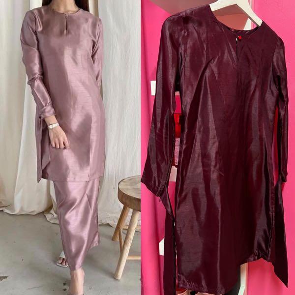Wannursyaira Shantung Silk Kurung in Maroon