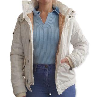 White Sporty Winter Jacket with integrated hoodie- Size XS