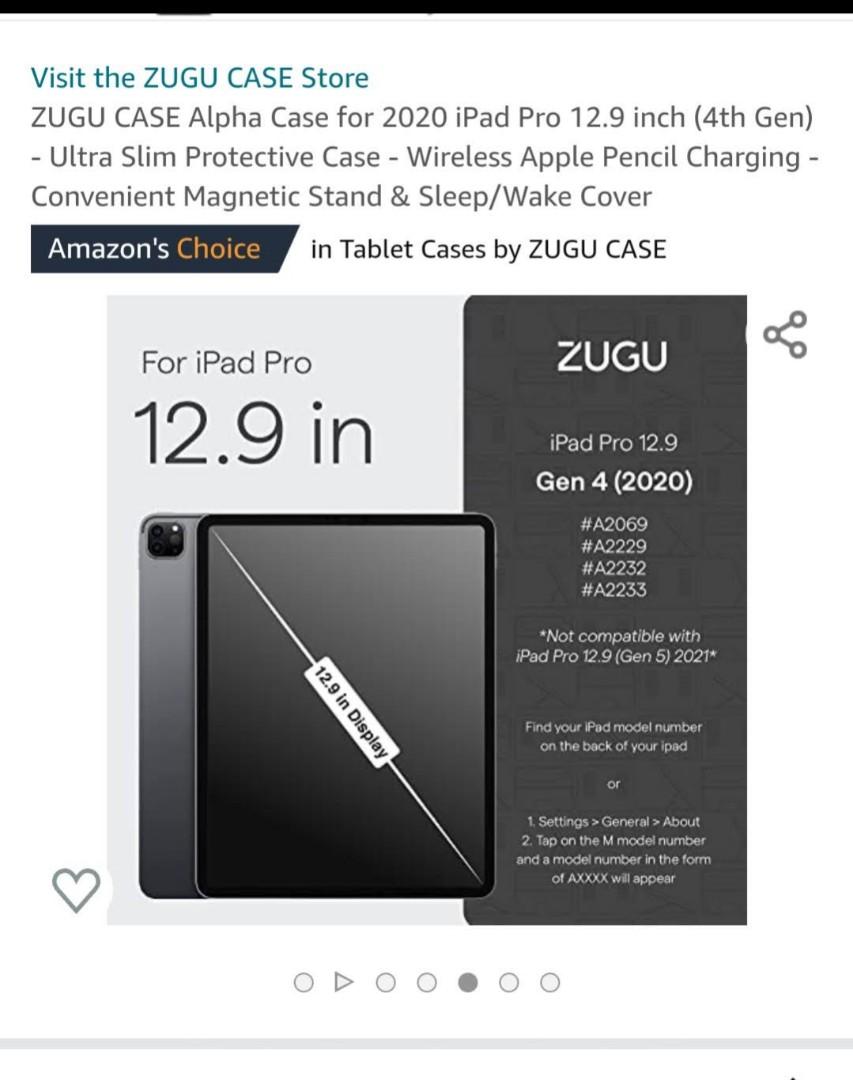 Zugu Case Ipad Pro 12.9inch (4th Gen), Computers & Tech, Parts