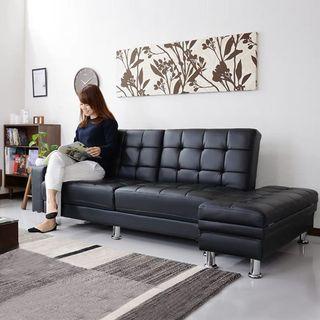 包送貨 Bacup PU Leather Sofa Bed with Ottoman 仿皮梳化床連腳凳
