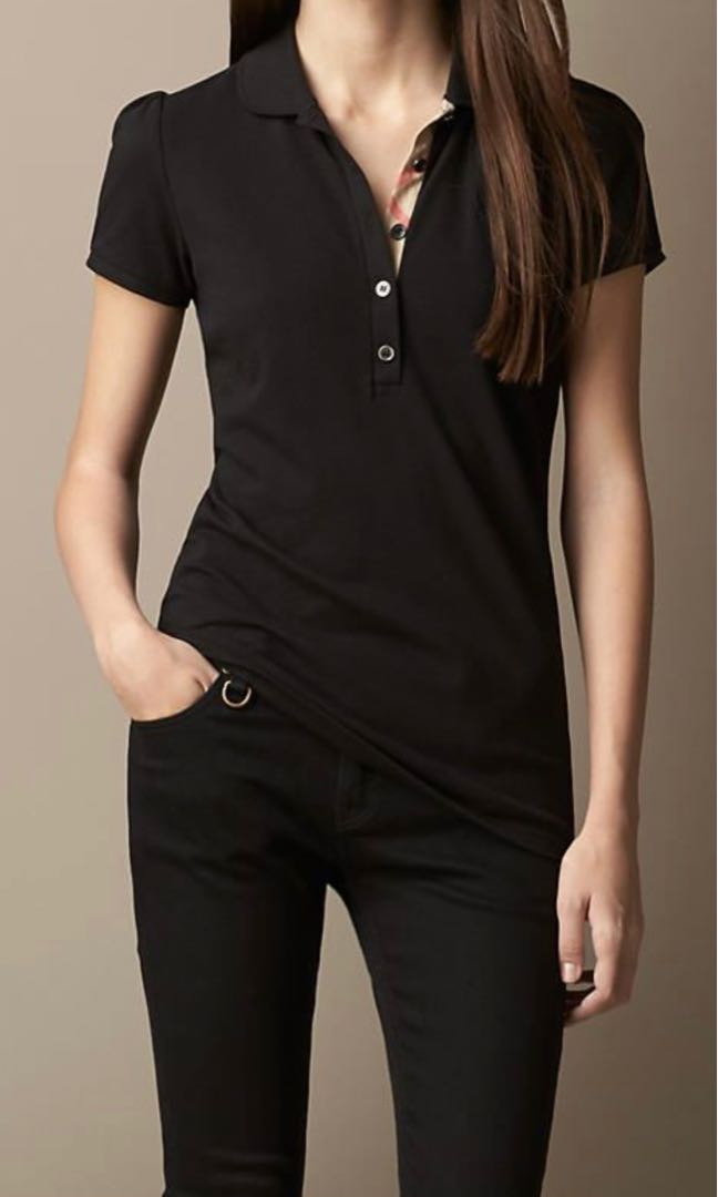 Authentic Women'S Burberry Polo Shirt (Black), Women'S Fashion, Tops, Shirts  On Carousell