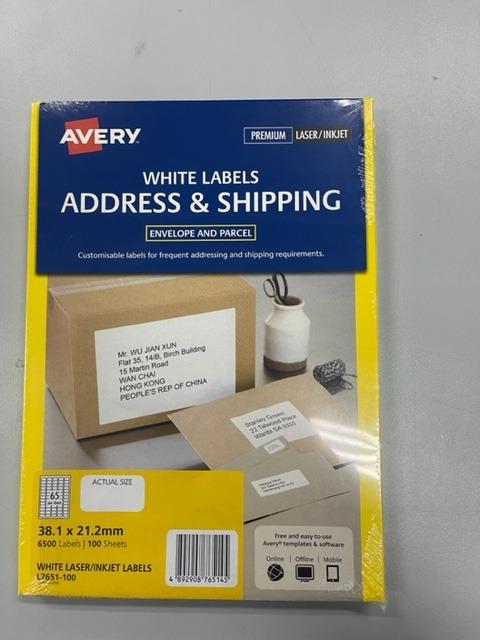 Avery Address sticker 38.1x21.2mm 65 sticker per sheet ...