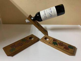 balancing wood wine holder