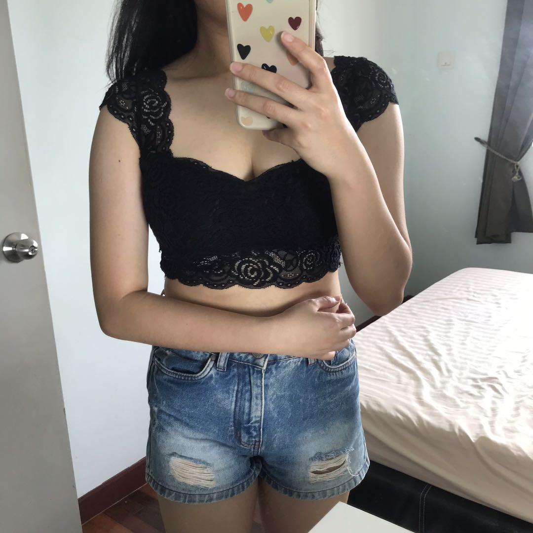 Zara Black Lace Bralette Crop Top, Women's Fashion, Tops, Other Tops on  Carousell