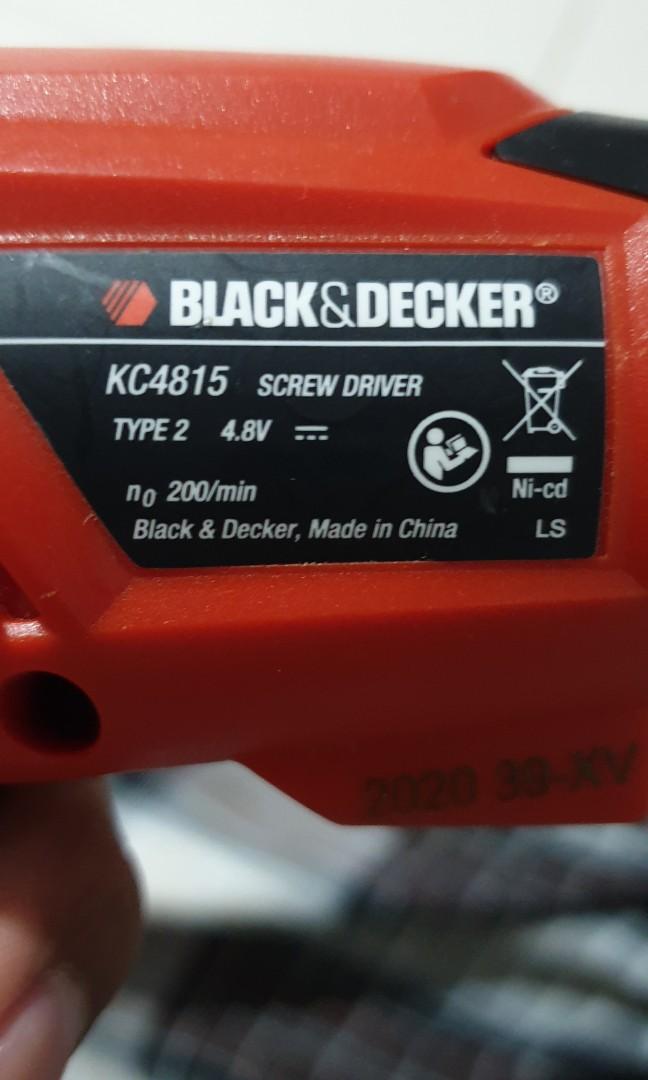 Black & Decker KC4815 Cordless Screwdriver 4.8 V, 200 RPM with 15 Bits,  Price from Rs.1599/unit onwards, specification and features