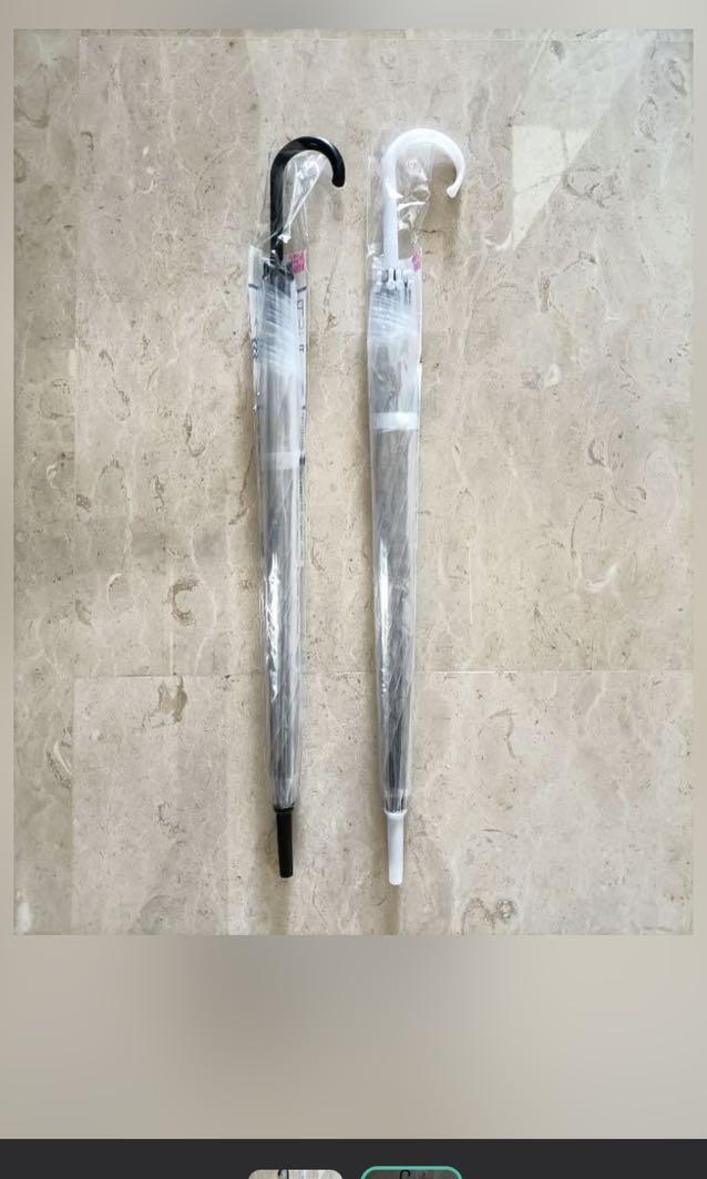 Brand new daiso clear umbrellas with black handles, Furniture & Home