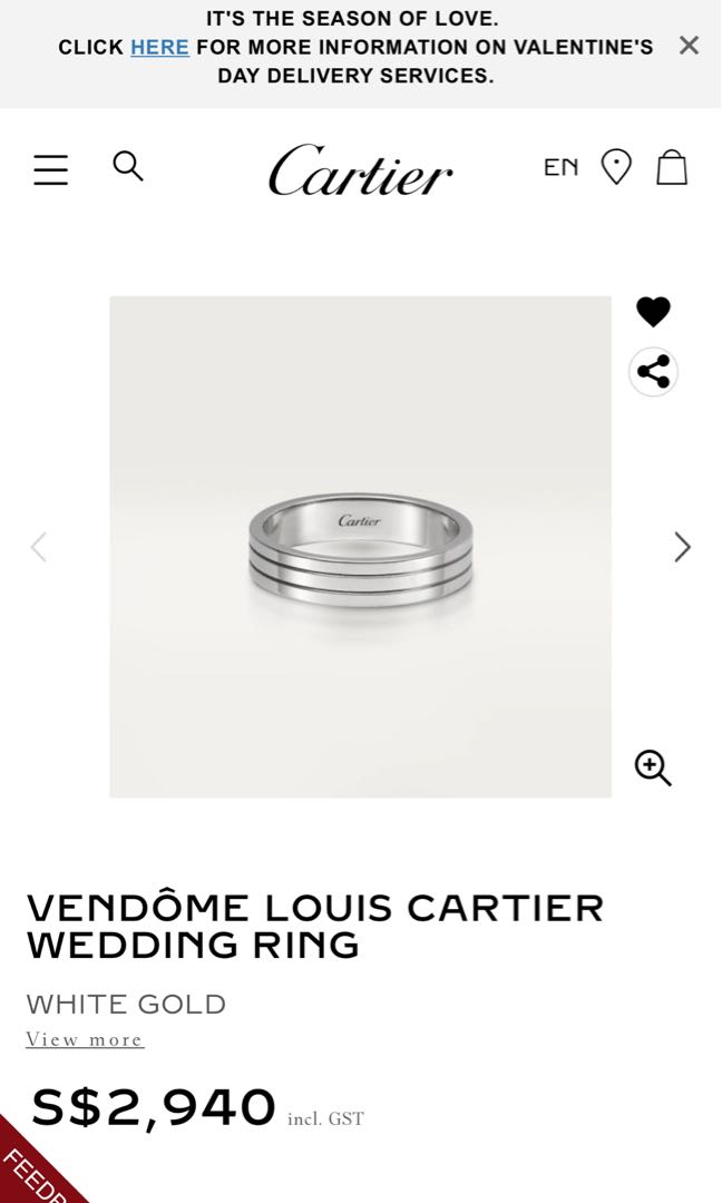 CRB4052900 - Vendôme Louis Cartier Wedding Ring - White gold