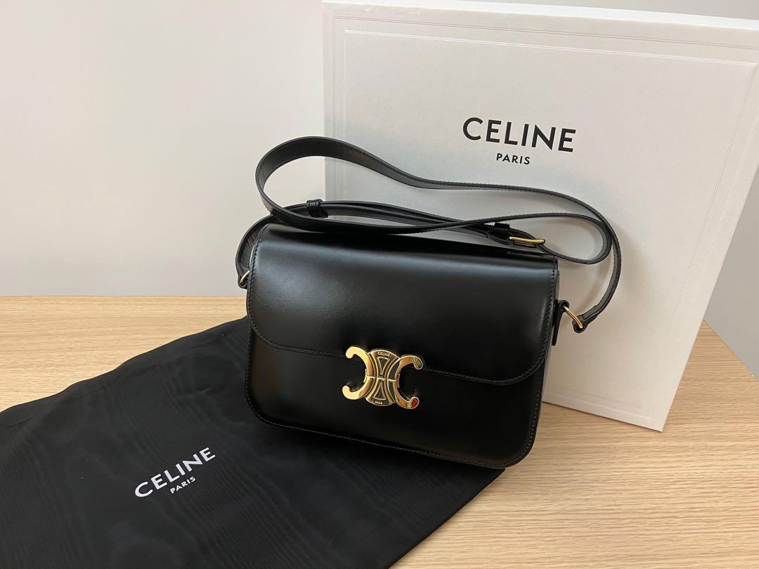 Celine medium triomphe bag in shiny calfskin deals
