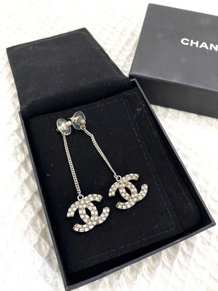 Chanel CC Dangle Drop Earrings with Diamond Rhinestones, Luxury,  Accessories on Carousell