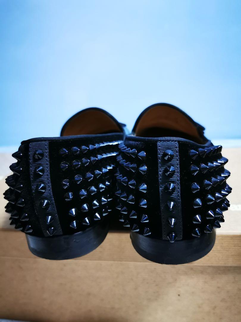 Christian Louboutin Tassilo Flat Black Velvet Dress Shoes Mens