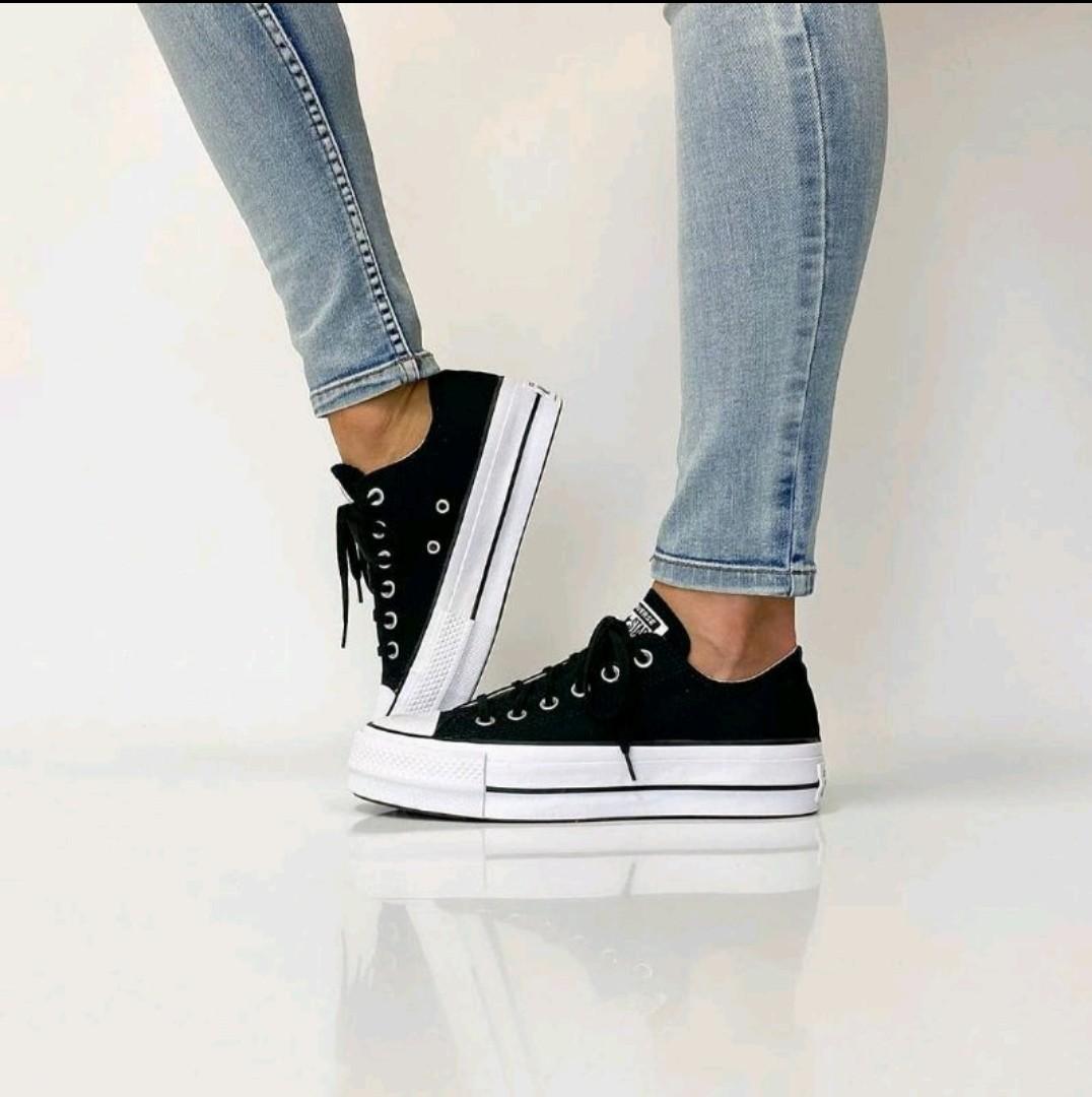 platform white and black converse