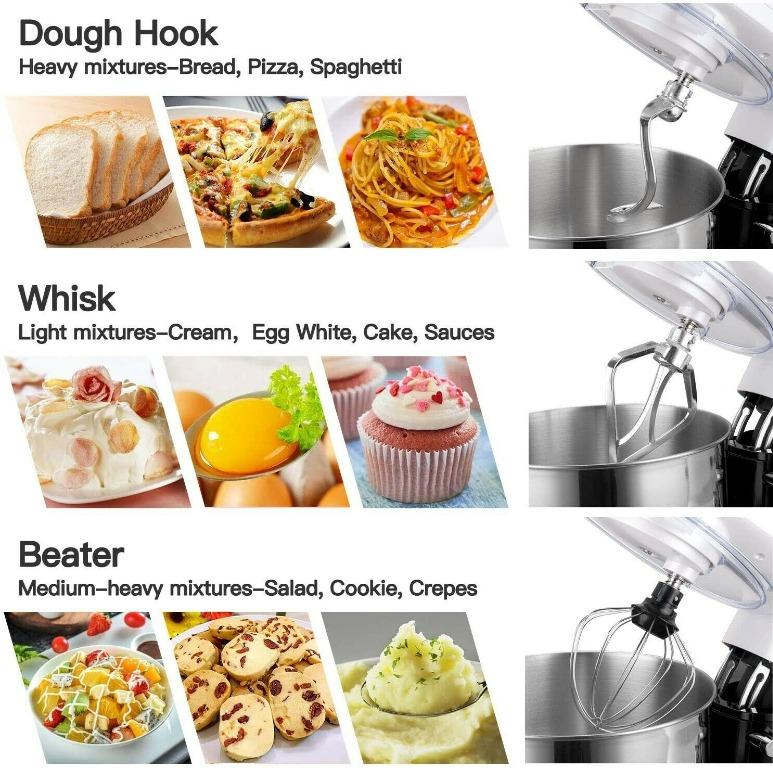 Elegant Life Stand Mixer, 6QT 6Speed TiltHead Food Mixer, 660W Kitchen Electric Mixer with
