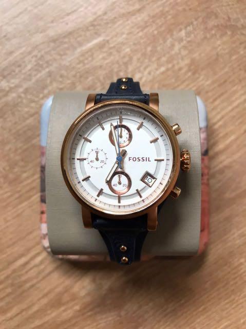 Original boyfriend chronograph navy leather watch deals
