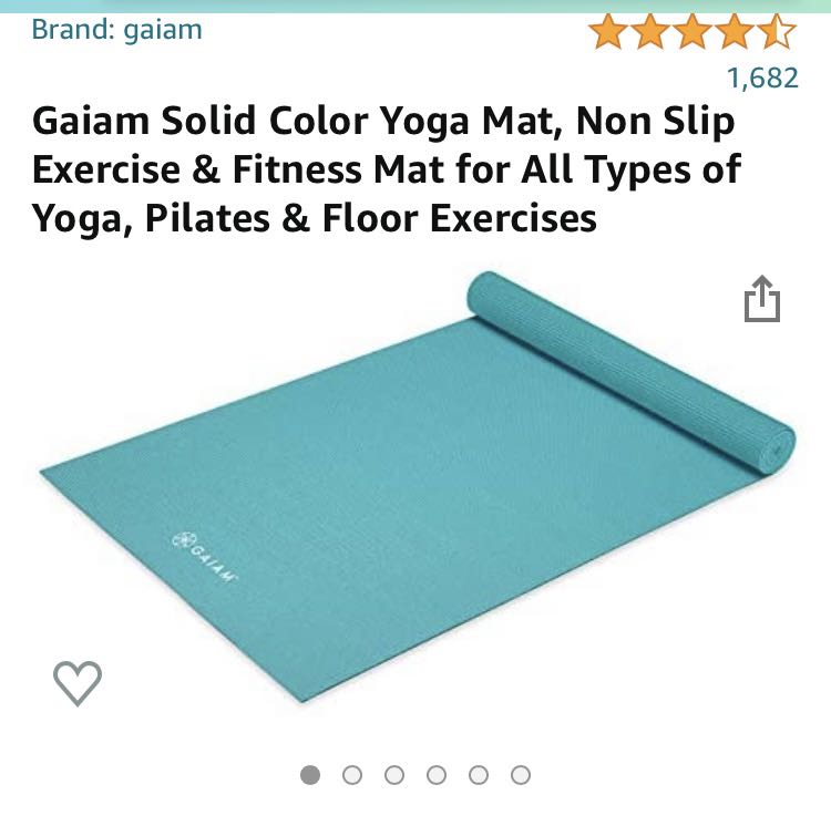 Gaiam Solid Color Yoga Mat, Non Slip Exercise & Fitness Mat for