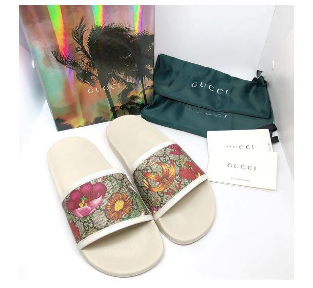 Gucci slides white 2025 floral