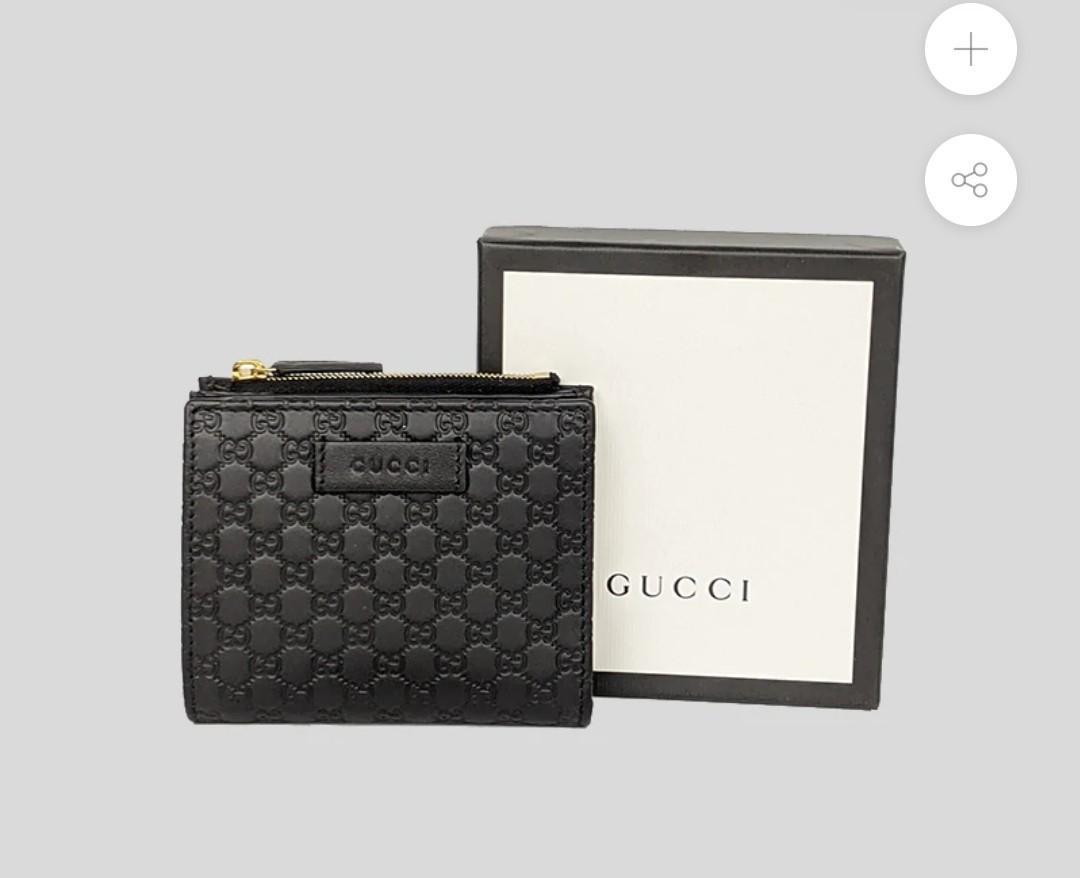 New Gucci 510318 Black Leather Micro GG Guccissima Card Case Bifold Small  Wallet