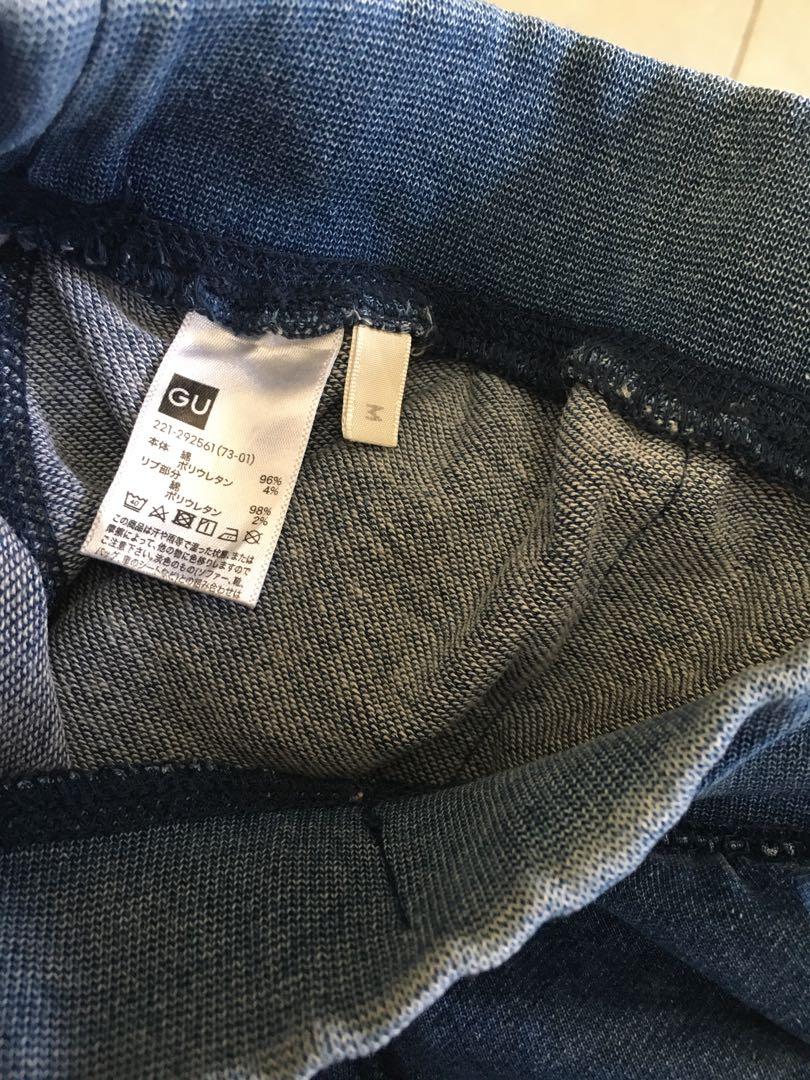 Gu/Uniqlo Joger Wash Denim (M), Fesyen Wanita, Pakaian Wanita ...