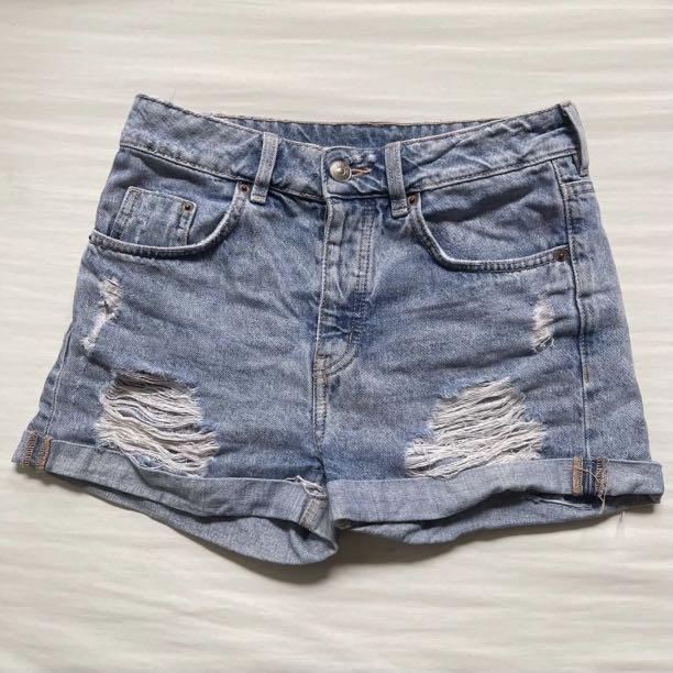 H\u0026M High-waisted Ripped Denim Shorts 