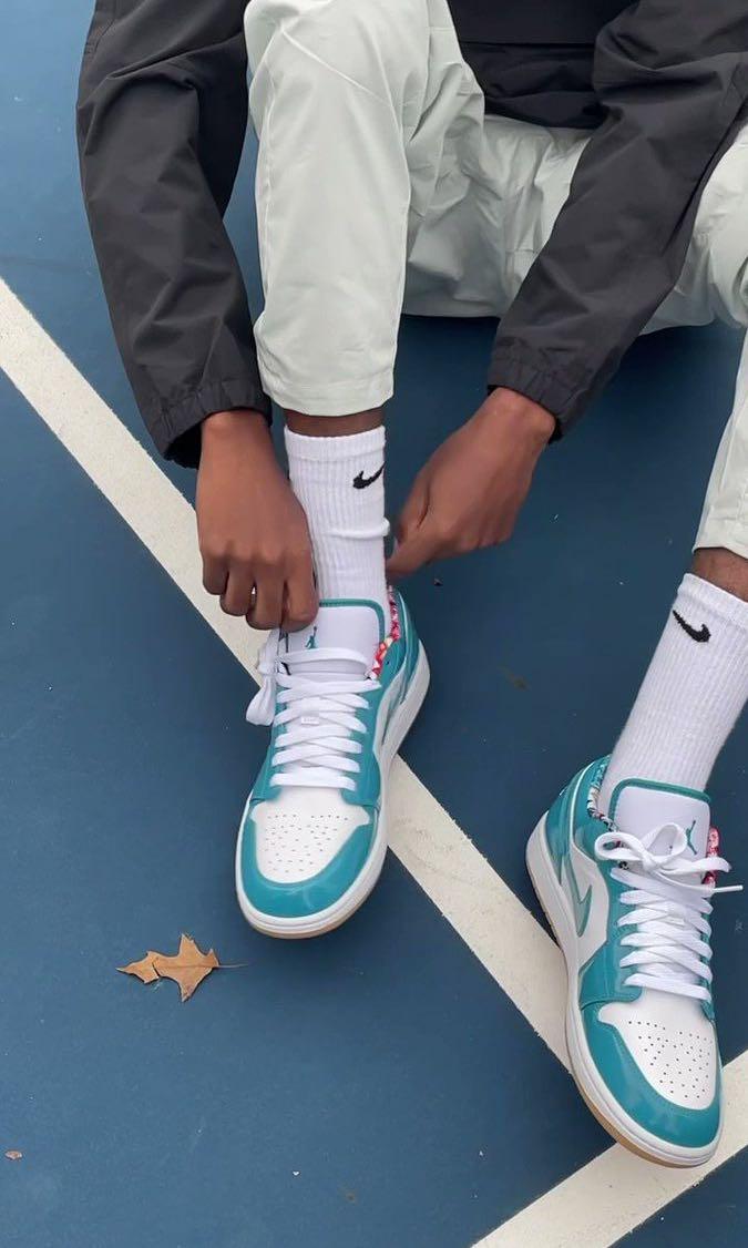 jordan 1 low barcelona on feet