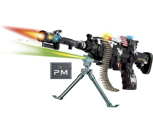 Combat 3 Army Commando Machine Gun Pistol With Lights And Sounds Kids Toy New 