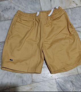 Lacoste Chino Shorts for Men available colors, honey mustard yellow, fatigue, khaki, charcoal black. 3 for 1000