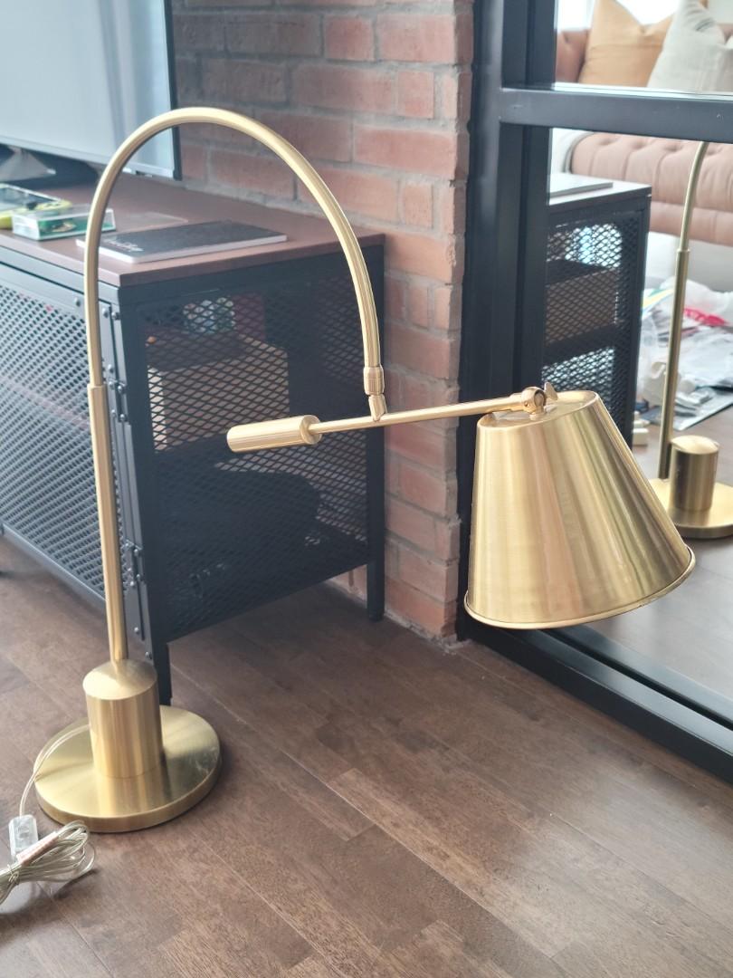 Modern Brass/Gold Table and Desk Lamp (Category: Lighting) located in San Juan City. Submitted by charlesbyuri (Listing ID 1143919894, Image 1). Description: Modern Gold Study Table and Desk Lamp. Bulb not included.