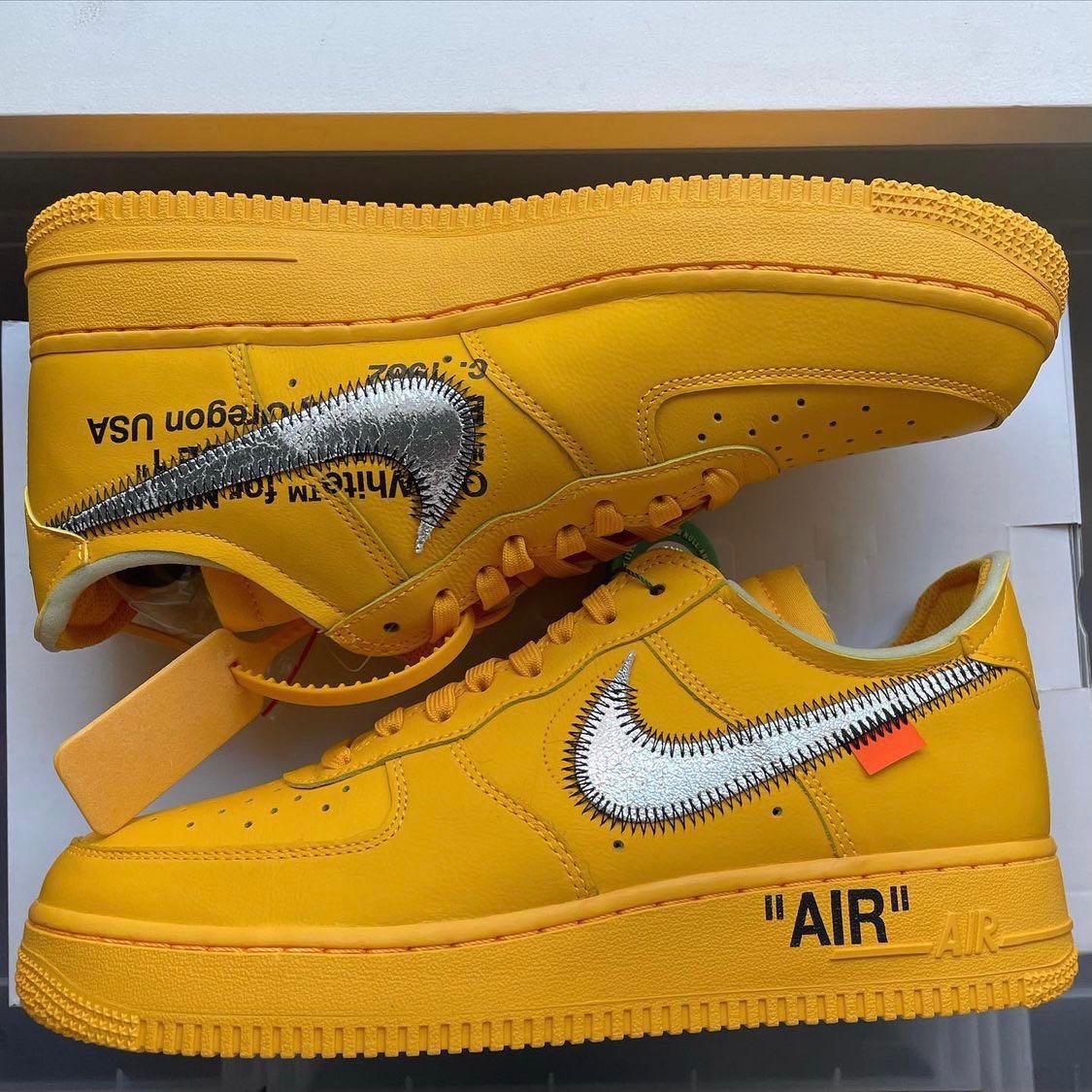 Nike Air Force 1 Low Off-white University Gold Metallic Silver in Yellow