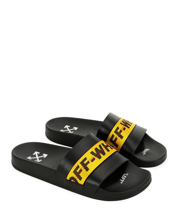 off white yellow slippers
