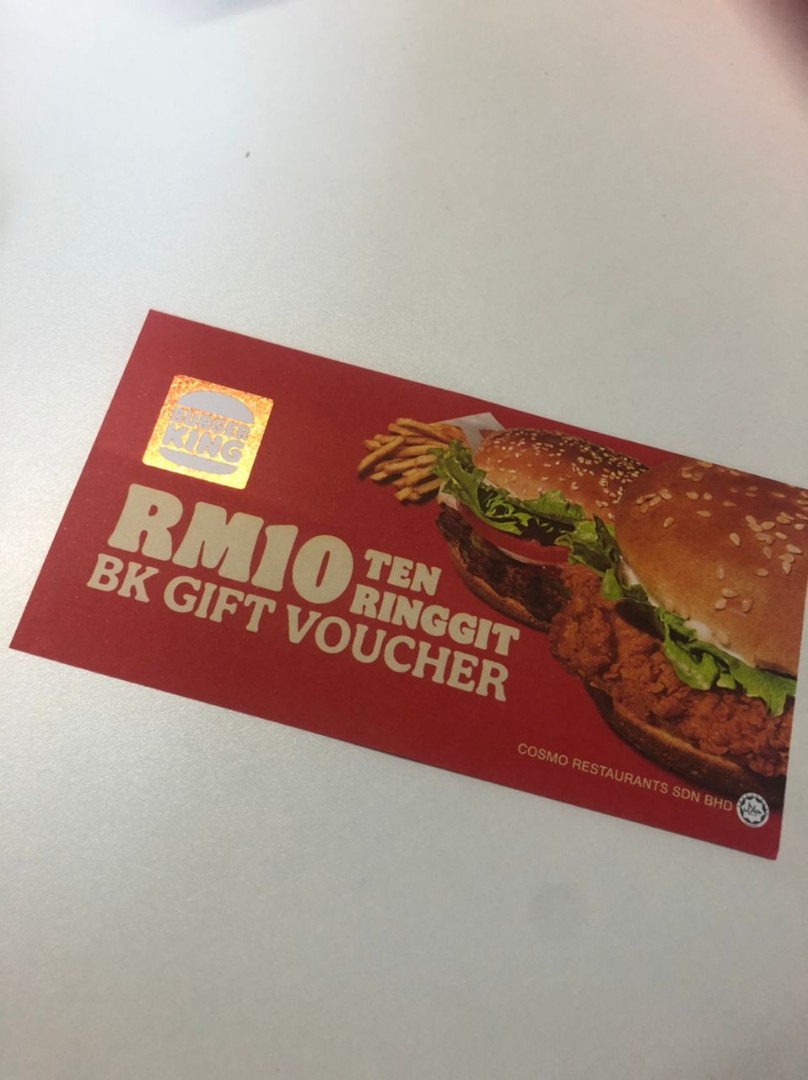 (RM200) Burger King + Texas Chicken vouchers, Tickets & Vouchers, Gift