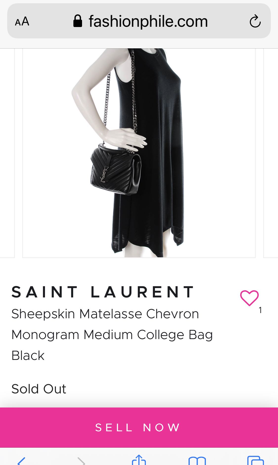 SAINT LAURENT Sheepskin Matelasse Chevron Monogram Large College Satchel  Black