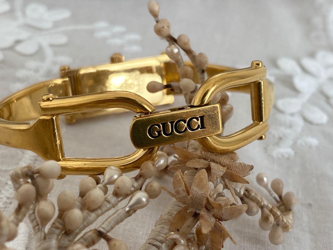 Shell Dial Gucci Authentic Vintage Watch Rare Gold Bangle Mother