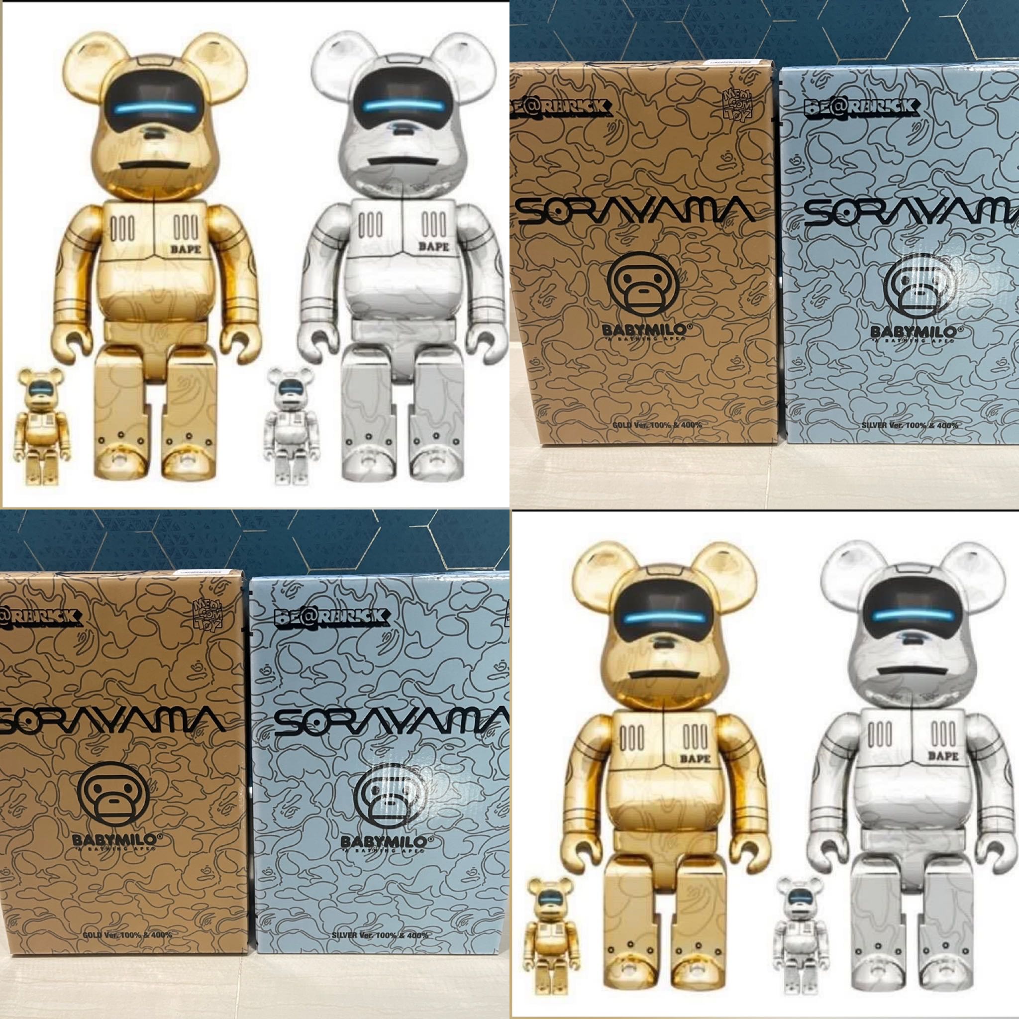 Sorayama x Baby Milo Medicom Toy Beabricks gold and silver set 400 ...