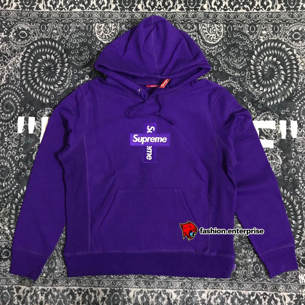 パーカーCross Box Logo Hooded Sweatshirt Purple