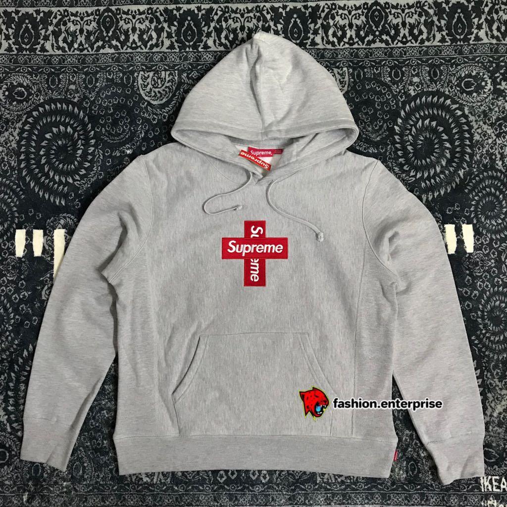 Supreme Cross Box Logo Hooded Hoodie Sweatshirt FW20 Heather Grey