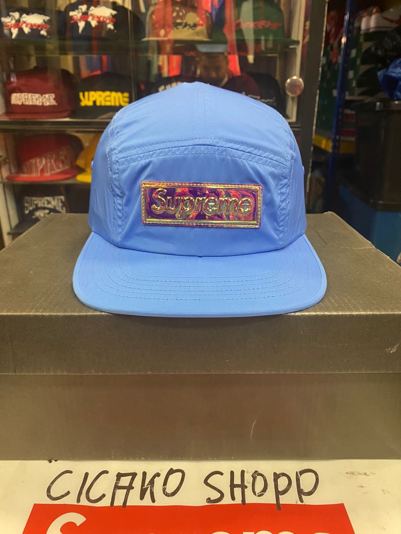 Supreme Iridescent Logo Camp Cap Blue Men s Fashion Watches