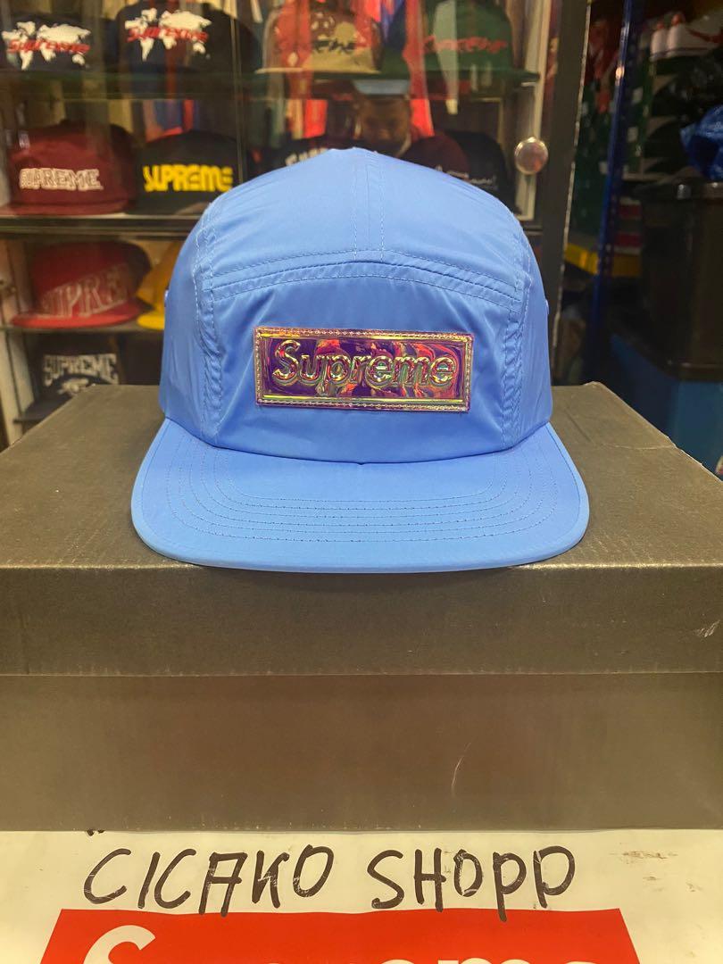 Supreme Iridescent Logo Camp Cap Blue, Men's Fashion, Accessories, Caps