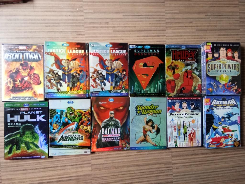 TAKE ALL DC Comics Marvel Animated Movies DVDs Bundle of 15 CDs Justice  League Animated Avengers Brave and the Bold Batman Superman Hellboy,  Hobbies & Toys, Music & Media, CDs & DVDs