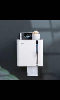 Toilet Paper Holder Waterproof Wall Shelf for Toilet Paper Tray Roll Paper Towel Holder Makeup Storage Bathroom Accessories Set