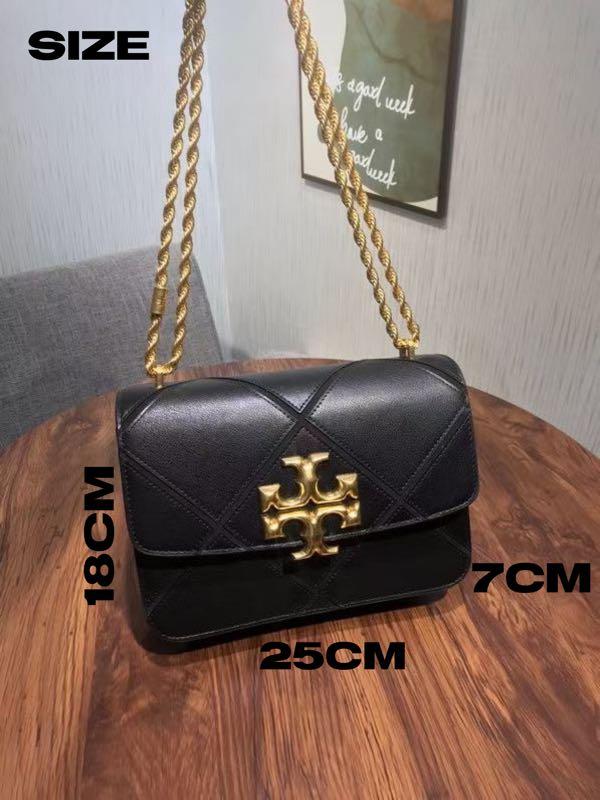 TORY BURCH Eleanor Quilted Convertible Shoulder Bag 73590 Black/Amaranth,  Women's Fashion, Bags & Wallets, Shoulder Bags on Carousell