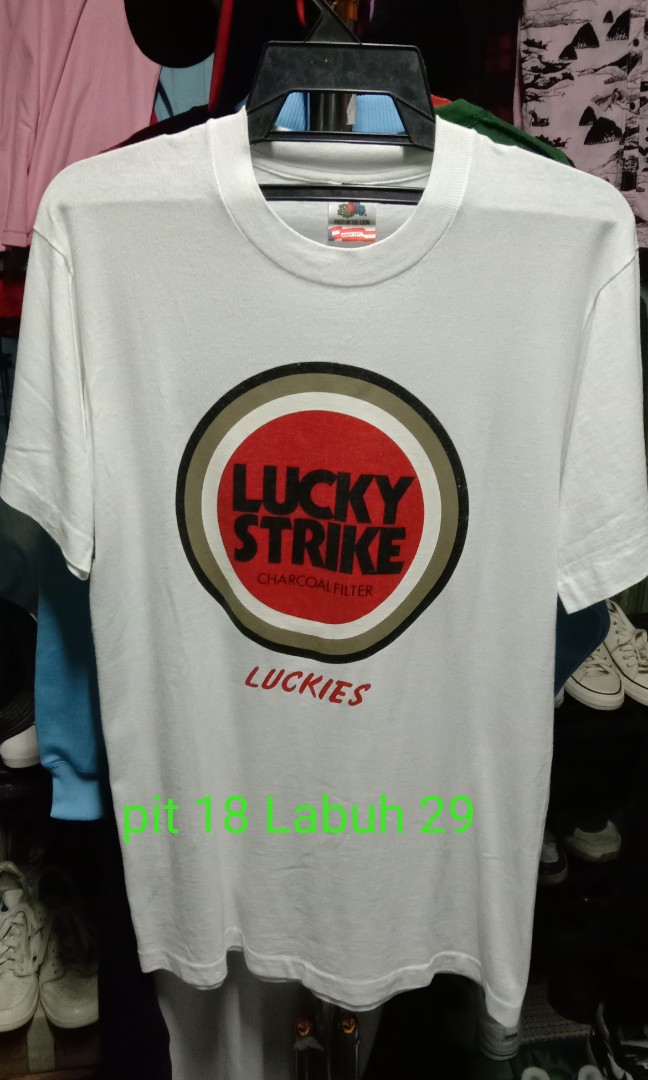 90s LUCKY STRIKE ラッキーストライク Tシャツ 白 XL たばこ-
