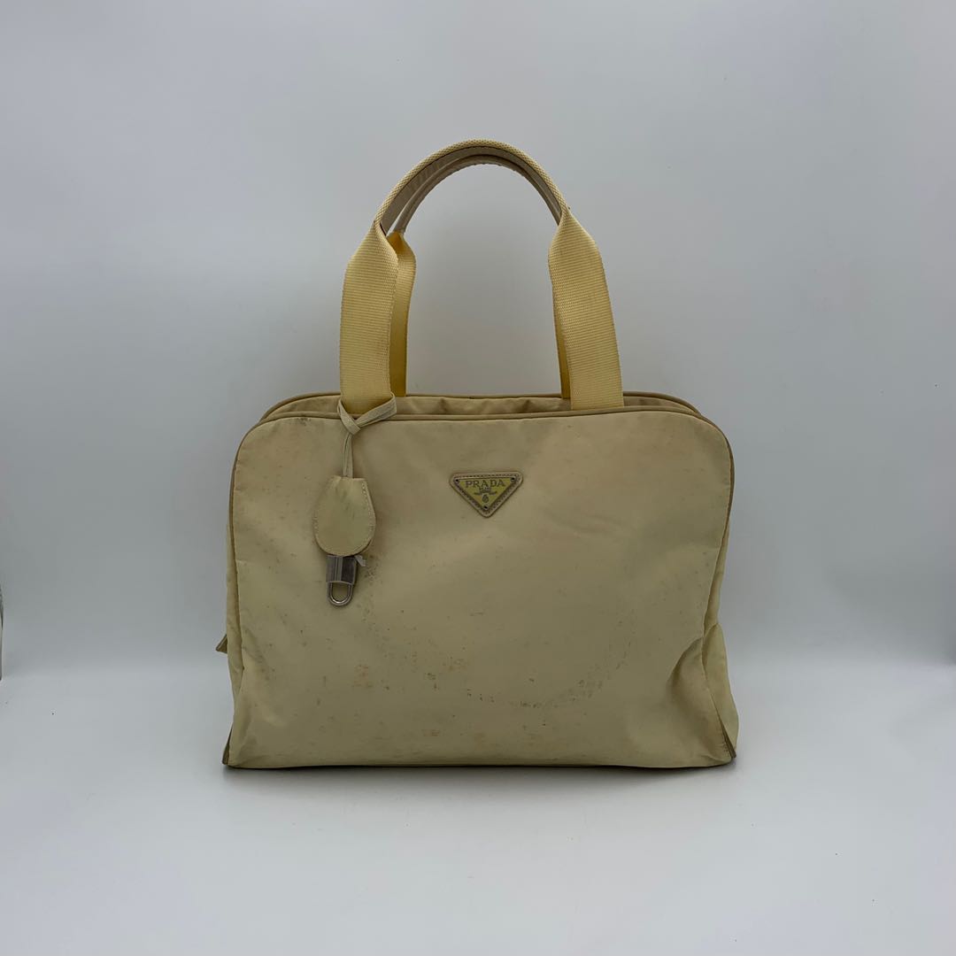 Vintage Prada Cream Nylon Handbag, Luxury, Bags & Wallets on Carousell