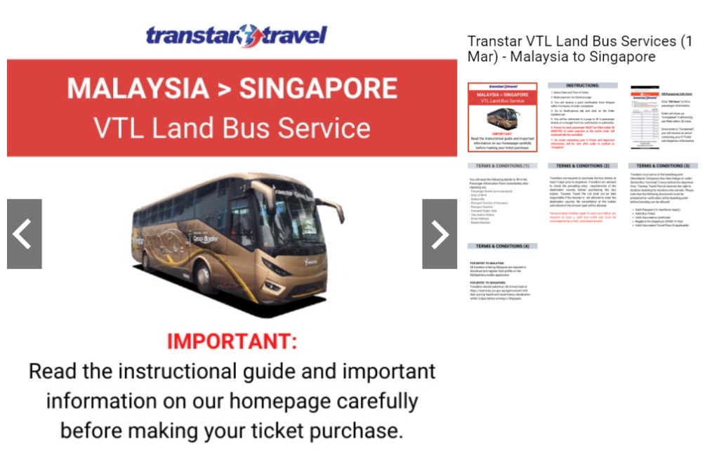 Transtar travel vtl bus ticket