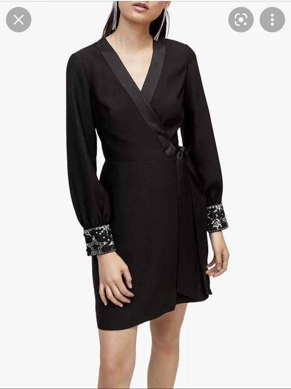 Warehouse black wrap dress top
